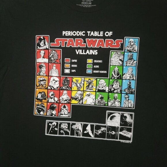 Star Wars Periodic Table Of Villains Black Graphic T-Shirt Size L - Picture 3 of 7